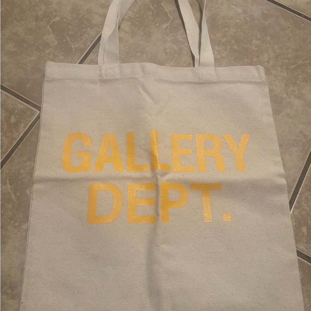 Gallery Dept Cream Canvas Tote with Yellow Logo